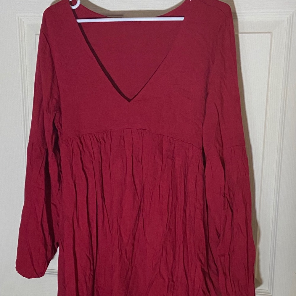 Wine red babydoll dress